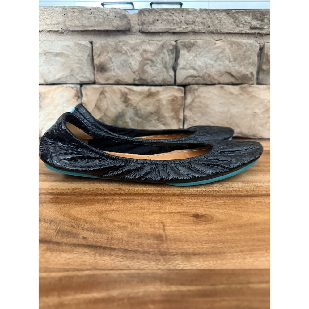 Tieks Gavrieli Size 11 Obsidian Black Croc Patent Leather Ballet Flats Fast Ship